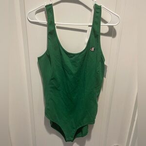 Champion Green Girls One-Piece Swimsuit with Logo